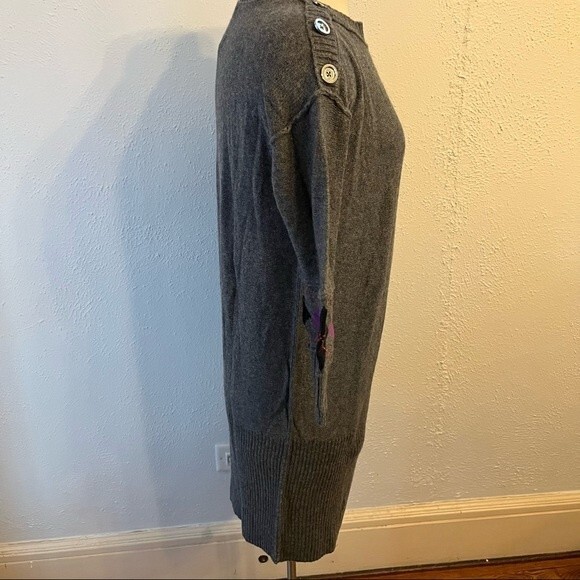 Juicy Couture Charcoal Grey Wool Blend Sweater Dress 3/4 Sleeve Argyle Print - Picture 3 of 11